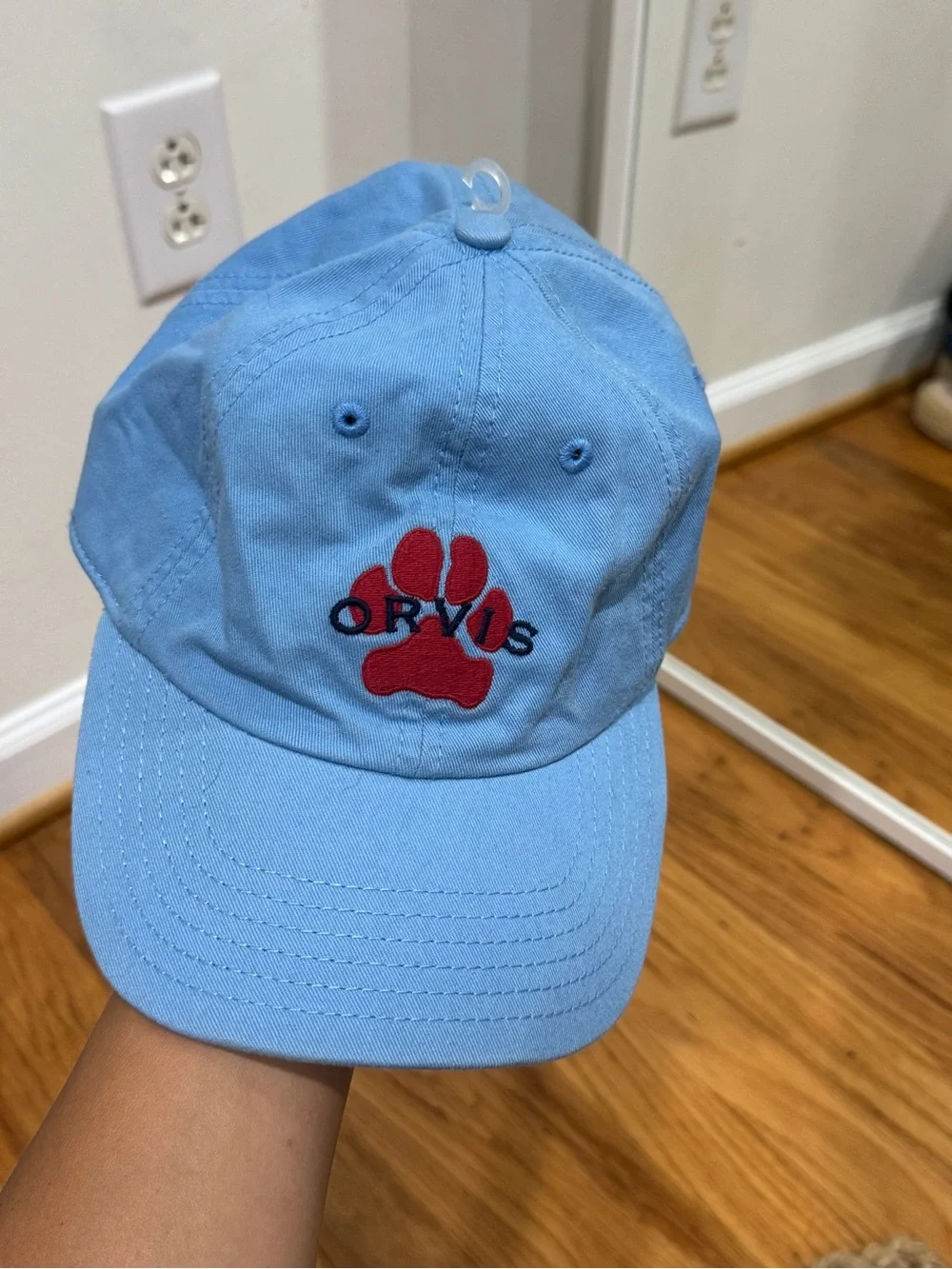 Orvis Light Blue Cap with Red Paw Logo